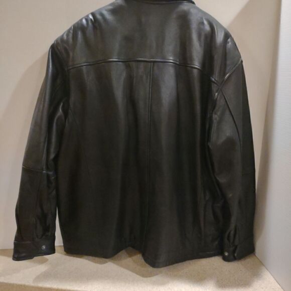 Casual Jos A Bank Black Leather Jacket - Picture 3 of 7